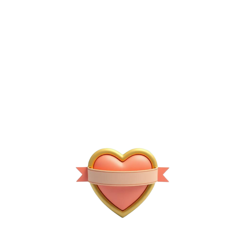 3D illustration of a guardian angel heart shield with ribbon